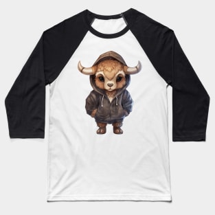 African Cape Buffalo Wearing Hoodie Baseball T-Shirt